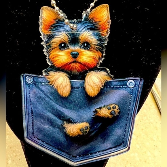 Cute Dog Window/Car Hanger, bright color, 3” X 3”, chain 16”, 1/8” plastic - Picture 1 of 2